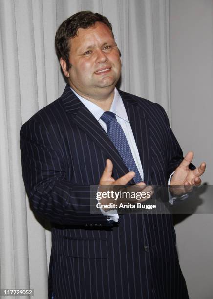 British Singer Paul Potts attends a photocall to promote his upcoming tour 2011 at Hotel Lindner on June 30, 2011 in Berlin, Germany.