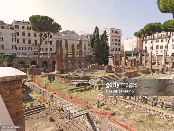 archaeological site of largo di torre argentina - cesar 2019 stock pictures, royalty-free photos & images