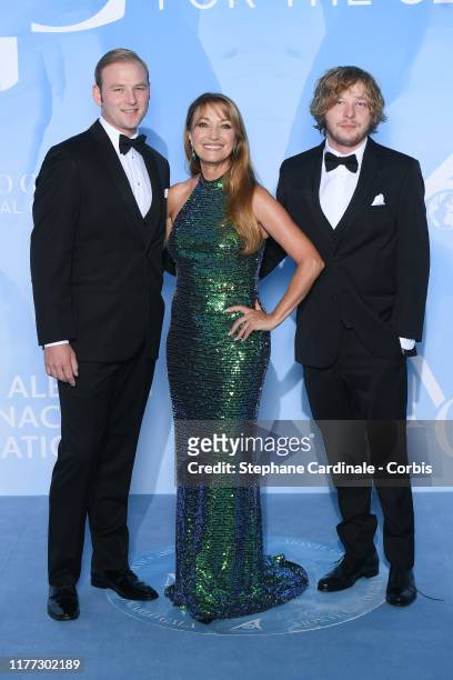 Jane Seymour with her sons Kris Keach and John Keach attends the Gala for the Global Ocean hosted by H.S.H. Prince Albert II of Monaco at Opera of...