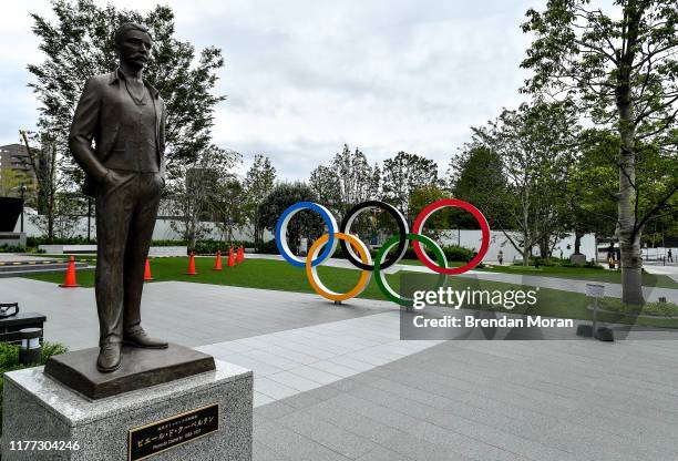 Tokyo , Japan - 21 October 2019; A statue of Pierre De Coubertin, founder of the International Olympic Committee, is seen outside the Japanese...