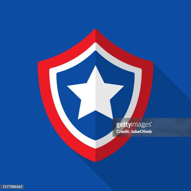 american flag shield icon flat 4 - shielding stock illustrations