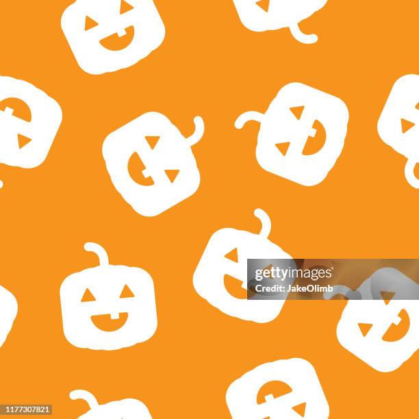 cute jack o lantern pattern silhouette - halloween pattern vector stock illustrations