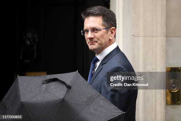 Conservative MP and Chairman of the European Research Group Steve Baker arrives at 10 Downing Street on October 21, 2019 in London, England. Prime...