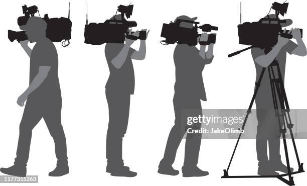 cameraman silhouettes - tripod stock-grafiken, -clipart, -cartoons und -symbole