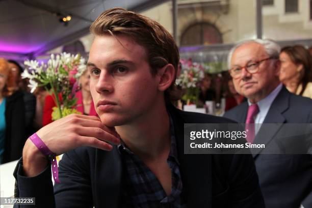 Jacob Burda and his father Hubert Burda attend the Women's World Cup Night as part of the Digital Life Design women conference at Bavarian National...