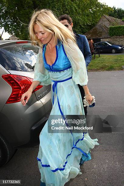 Kate Moss sighted arriving at the local pub to the church where she is due to get married tomorrow on June 30, 2011 in Southrop, England.