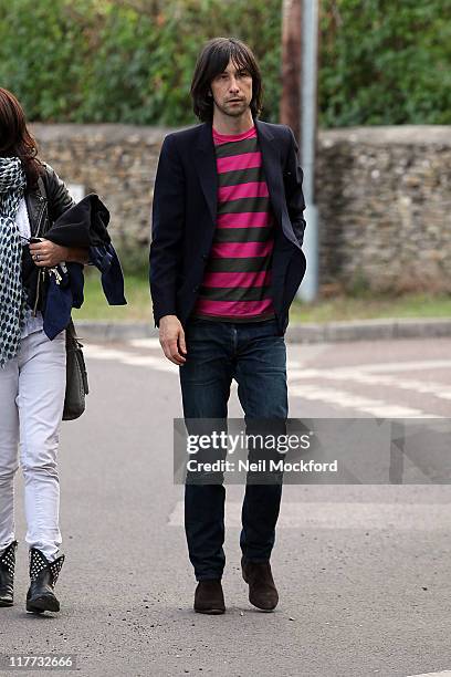 Bobby Gillespie sighted arriving at the pub on June 30, 2011 in Southrop, England.