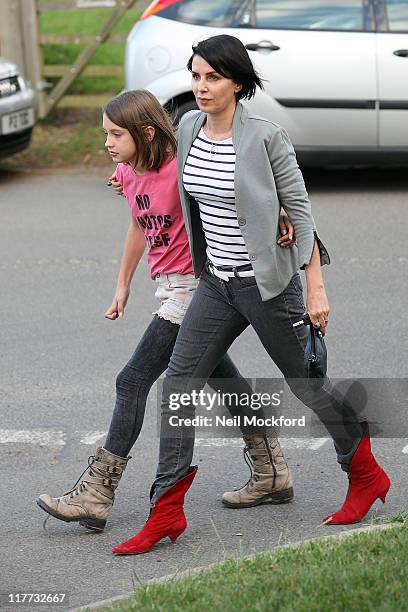 Sadie Frost sighted arriving at the pub on June 30, 2011 in Southrop, England.