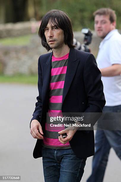 Bobby Gillespie sighted arriving at the pub on June 30, 2011 in Southrop, England.