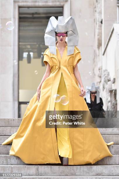Model walks the runway during the Rick Owens Womenswear Spring/Summer 2020 show as part of Paris Fashion Week on September 26, 2019 in Paris, France.
