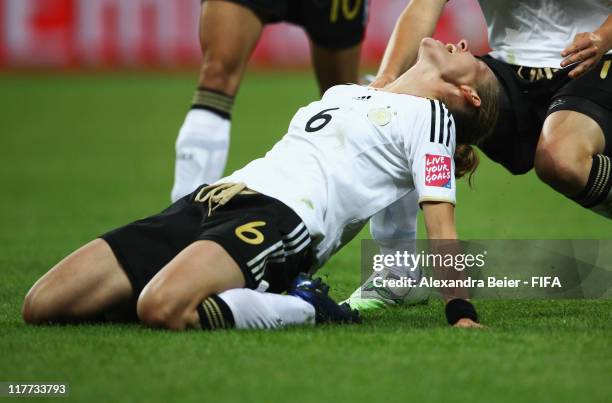 Simone Laudehr of Germany celebrates her first goal during the FIFA Women's World Cup 2011 Group A match between Germany and Nigeria at the FIFA...