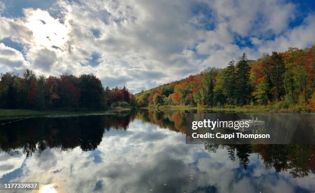 raft and small pond during autumn in randolph, new hampshire usa - deer river new hampshire stock pictures, royalty-free photos & images