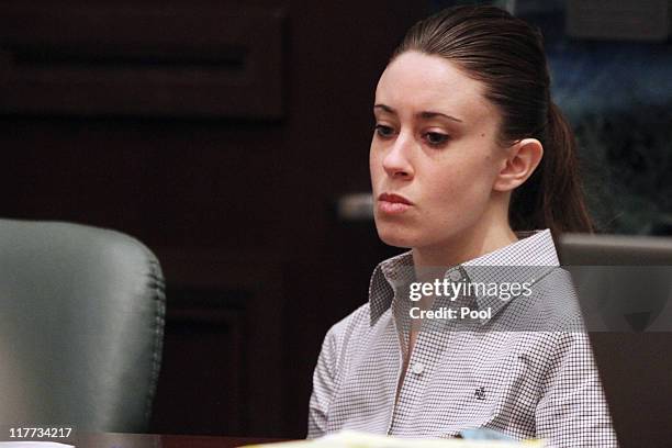 Casey Anthony listens to testimony during her murder trial at the Orange County Courthouse on June 30, 2011 in Orlando, Florida. Anthony's defense...