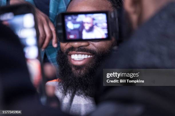 Adrien Broner speaks to the media during the Final Press conference for his upcoming fight against Jesse Vargas at Barclays Center on April 19, 2018...