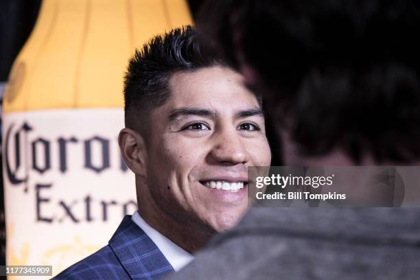 Jesse Vargas speaks to the media during the Final Press conference for his upcoming fight against Adrien Broner at Barclays Center on April 19, 2018...