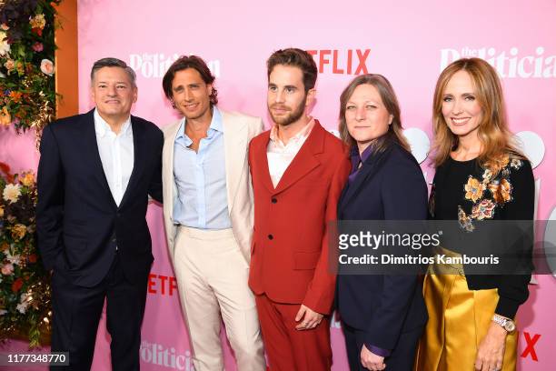 Ted Sarandos, Brad Falchuk, Ben Platt, Cindy Holland, and Dana Walden attend Netflix's "The Politician" Season One Premiere at DGA Theater on...