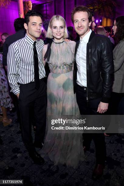 Rami Malek, Lucy Boynton, and Joseph Mazzello attend Netflix's "The Politician" Season One Premiere After Party at THE POOL on September 26, 2019 in...