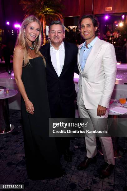 Gwyneth Paltrow, Netflix Chief Content Officer Ted Sarandos, and Brad Falchuk attend Netflix's "The Politician" Season One Premiere After Party at...