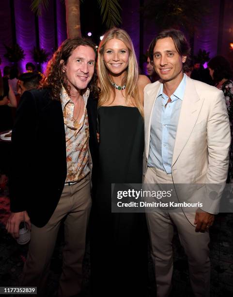 Ian Brennan, Gwyneth Paltrow, and Brad Falchuk attend Netflix's "The Politician" Season One Premiere After Party at THE POOL on September 26, 2019 in...