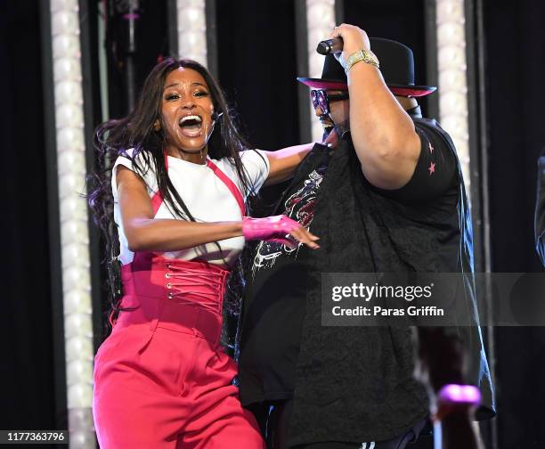 Jazze Pha surprises Ciara onstage during her "Beauty Marks" tour at Center Stage on September 26, 2019 in Atlanta, Georgia.