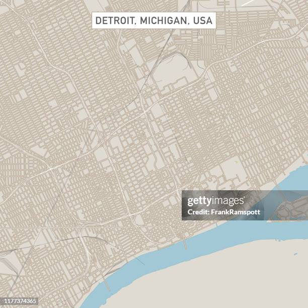 bildbanksillustrationer, clip art samt tecknat material och ikoner med detroit michigan us city street karta - detroit