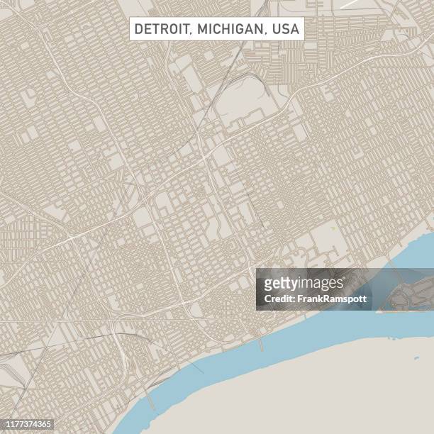 detroit michigan us city street map - detroit michigan map stock illustrations