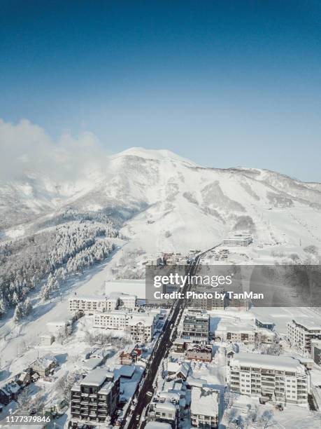 winter in niseko, japan. - mount yotei stock pictures, royalty-free photos & images
