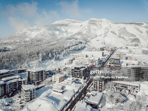 winter in niseko, japan. - mount yotei stock pictures, royalty-free photos & images