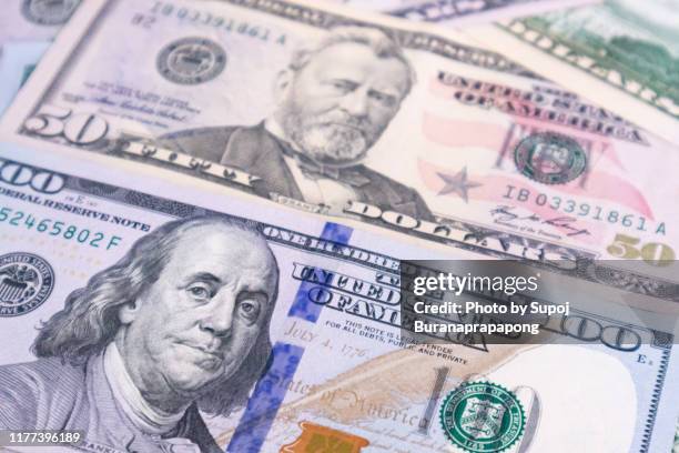 money usa dollar banknotes for background.money is any item or verifiable record that is generally accepted as payment for goods and services and repayment of debts - government debt stock pictures, royalty-free photos & images