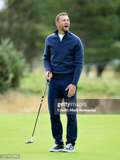 Former football player, Andriy Shevchenko on the 15th hole during Day two of the Alfred Dunhill Links Championship at Carnoustie Golf Links on...