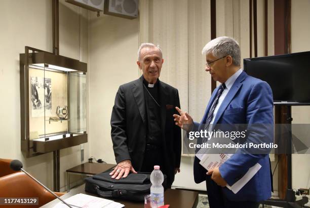 Spanish Cardinal Luis Francisco Ladaria Ferrer, Prefect of the Congregation for the Doctrine of the Faith, and italian writer Andrea Tornielli,...
