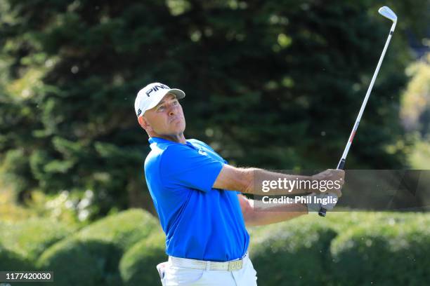 Petewr Fowler of Australia in action during the first round of the Murhof Legends: Austrian Senior Open on September 27, 2019 in Frohnleiten, Austria...