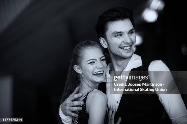 Maria Kazakova and Georgy Reviya of Georgia pose for a photo during the ISU Junior Grand Prix of Figure Skating Croatia Cup at Dom Sportova on...