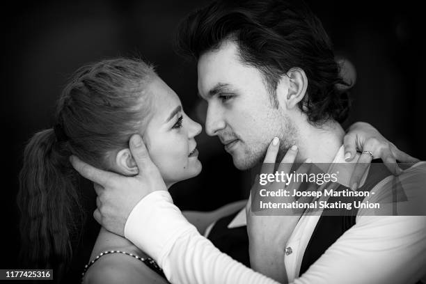 Maria Kazakova and Georgy Reviya of Georgia pose for a photo during the ISU Junior Grand Prix of Figure Skating Croatia Cup at Dom Sportova on...