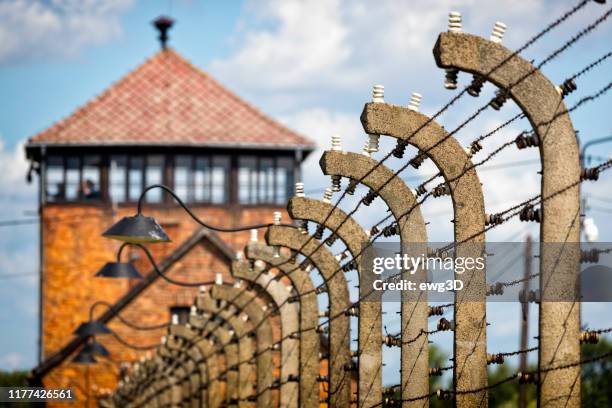 concentration camp auschwitz birkenau in oswiecim, poland - auschwitz stock pictures, royalty-free photos & images