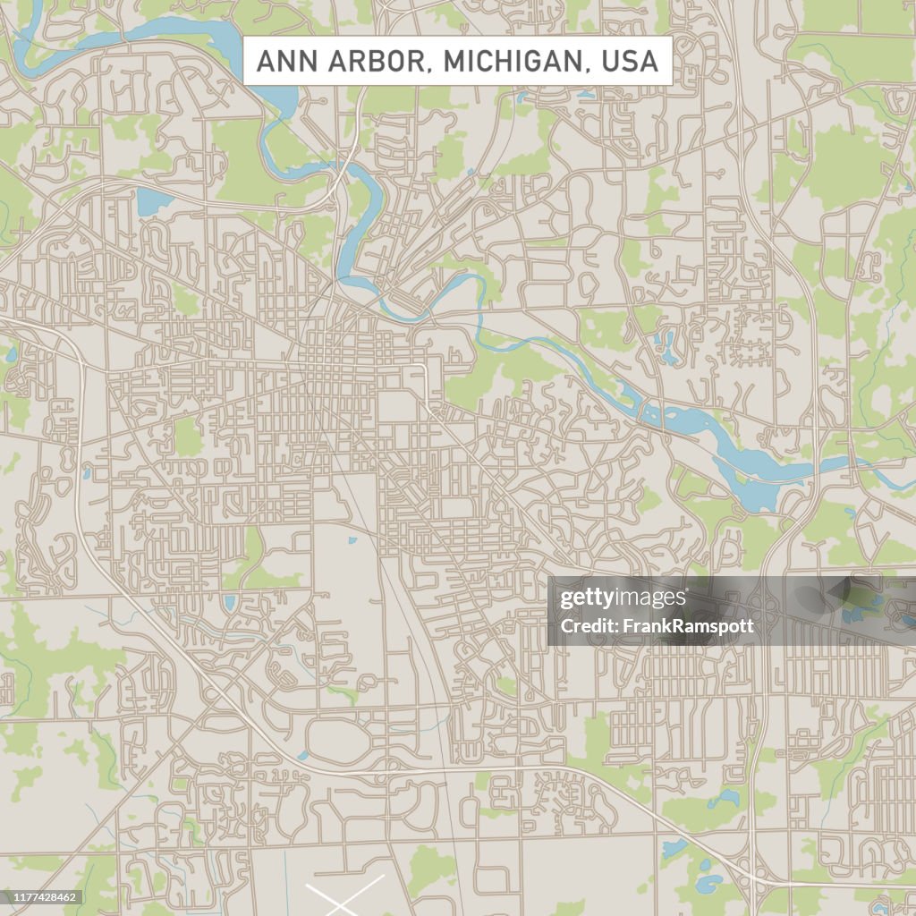 Ann Arbor Michigan US City Street Map