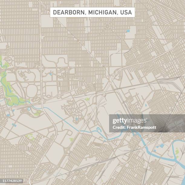 dearborn michigan us city street map - dearborn near detroit stock illustrations