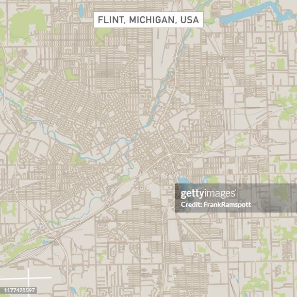 karte von flint michigan us city - flint michigan stock-grafiken, -clipart, -cartoons und -symbole