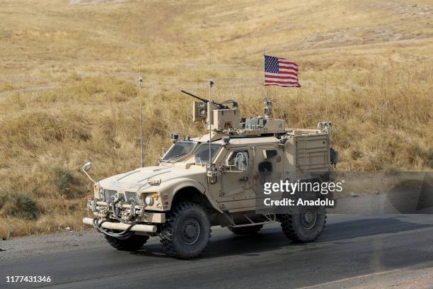 Military convoy of US forces makes its way through Erbil after passing through the Semalka Border Crossing, in Iraq on October 21, 2019. The U.S. Has...