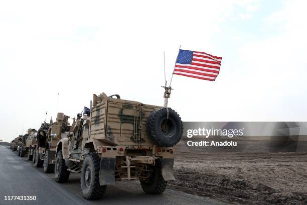 Military convoy of US forces makes its way through Erbil after passing through the Semalka Border Crossing, in Iraq on October 21, 2019. The U.S. Has...