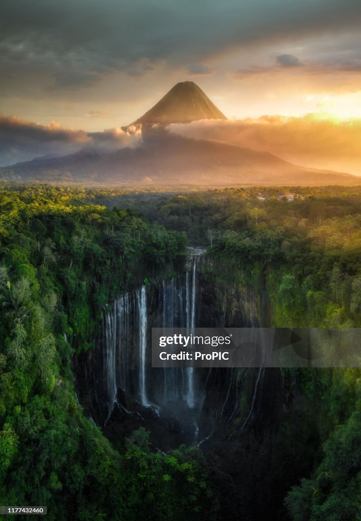 Tumpak Sewu Waterfall ,Lumajang, Jawa, Indonesia. Beautiful natural scenery.