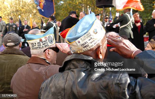 Veterans during Country Takes New York City - Veterans Day Ceremony - Montgomery Gentry Performance at Madison Square Park in New York City, New...