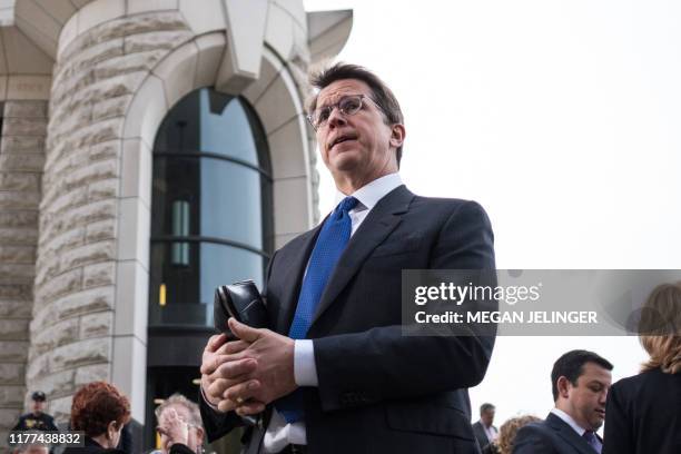 Mark Lanier, the lawyer representing Cuyahoga and Summit counties briefs the press after an opioid trial in Cleveland, Ohio on October 21, 2019....