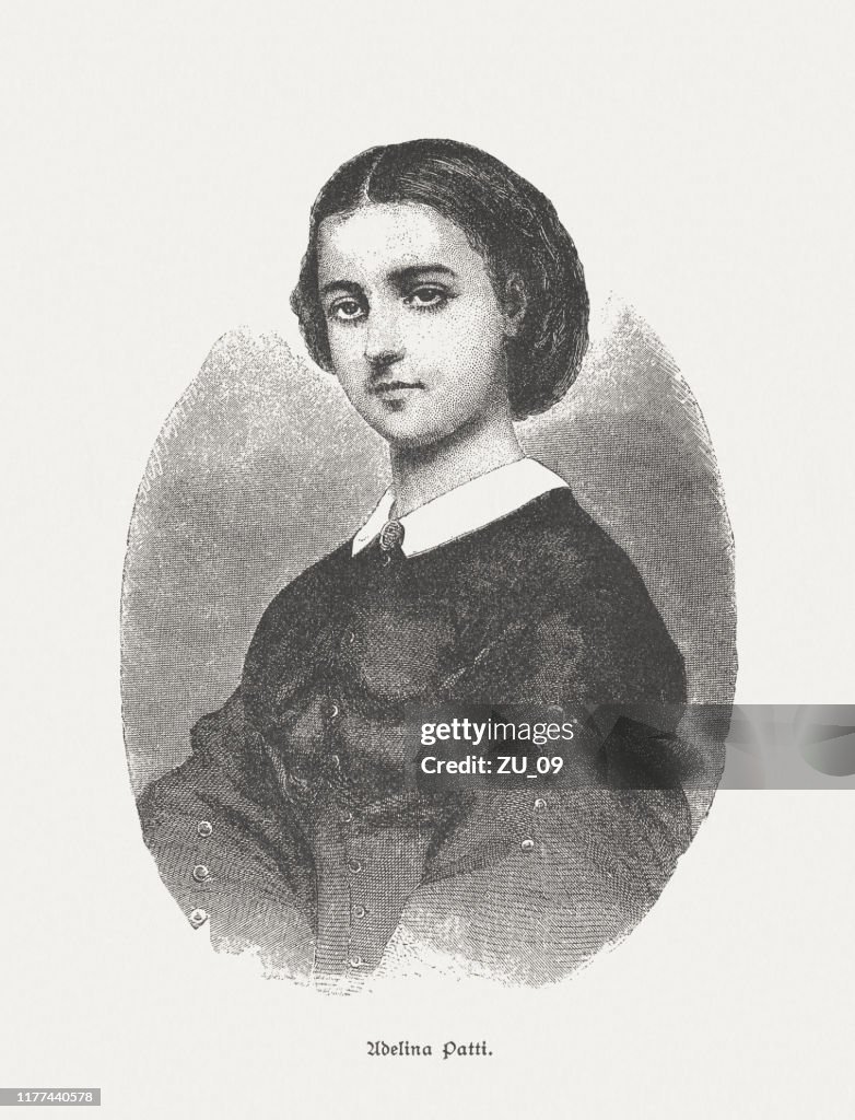Adelina Patti (1843-1919), Spanish-Italian operatic soprano, wood engraving, published 1885