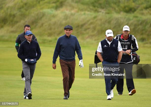 Former football player Vinnie Jones on the 10th hole with Graeme McDowell of Northern Ireland during Day two of the Alfred Dunhill Links Championship...