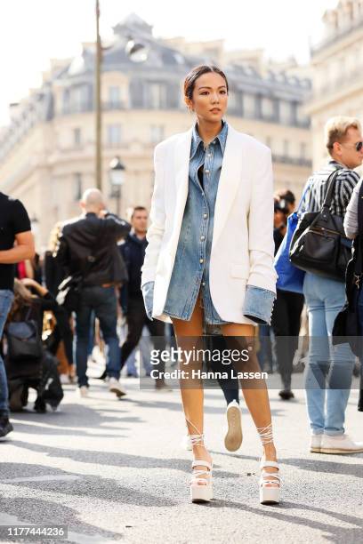 Yoyo Cao wearing Balmain outside Balmain during Paris Fashion Week - Womenswear Spring Summer 2020 on September 27, 2019 in Paris, France.