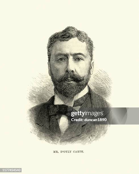 richard d'oyly carte, victorian, talent agent, theatrical impresario, composer - facial hair stock illustrations