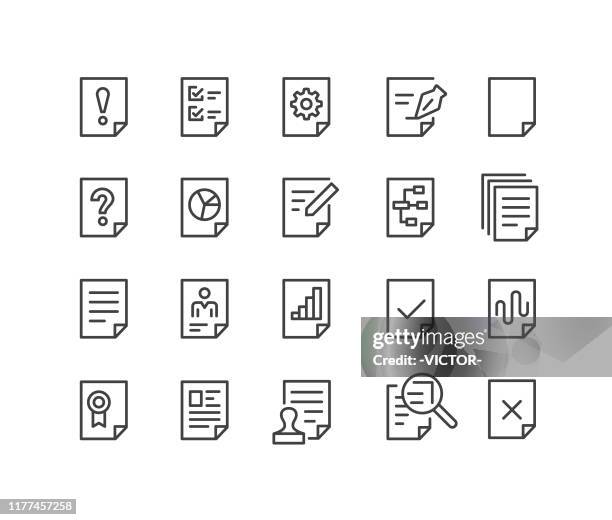 document icons - classic line series - administrator stock illustrations