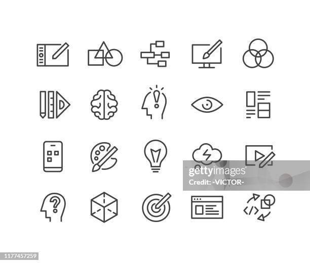 design icons - classic line series - freelance work stock illustrations