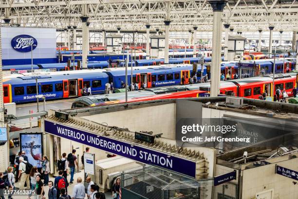 London, Waterloo Station, underground station entrance.